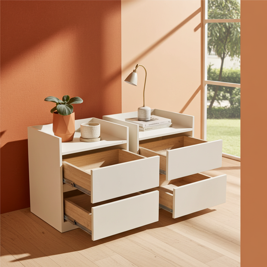 TRENZY Luxury Bedside Pedestal – 2 Drawers, MDF & Particleboard