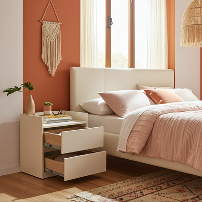 TRENZY Luxury Bedside Pedestal – 2 Drawers, MDF & Particleboard