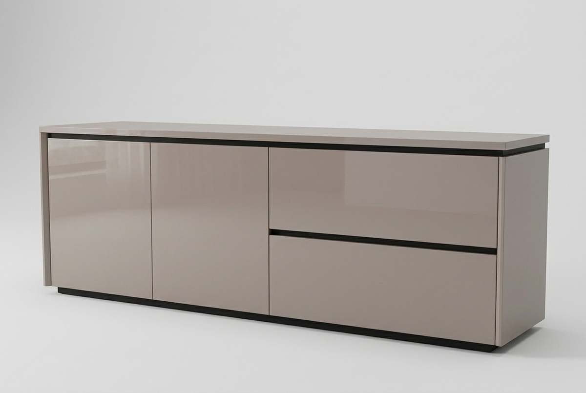 Congo gloss two-door two-drawer sideboard on a clean light-grey background