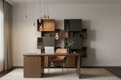 TRENZY Twin Tower Shelving Mocha — home office lifestyle
