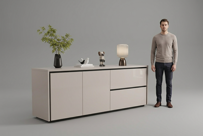 Bellavista sideboard beside a standing adult for scale