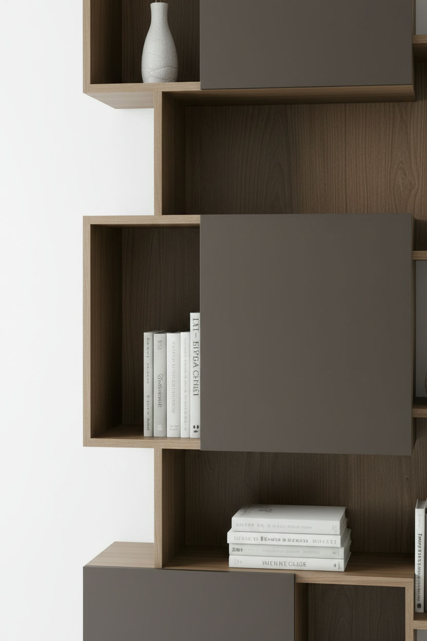 TRENZY Twin Tower Shelving Mocha — e-commerce close-up product shot