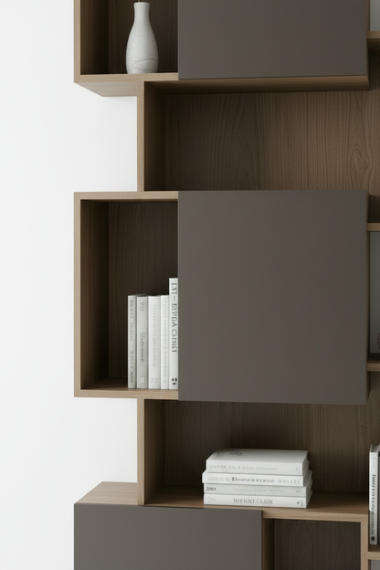 TRENZY Twin Tower Shelving Mocha — e-commerce close-up product shot