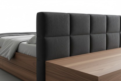 TRENZY BLOCK Platform Bed — Oak & Charcoal — detail close-up