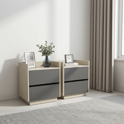 Luxury bedside pedestal with 2 drawers in Congo-Muidan finish, modern design, sold as pair or single for stylish bedrooms
