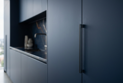 Magellano Navy Penthouse Bespoke Kitchen | TRENZY Spaces Bespoke Kitchen - installed