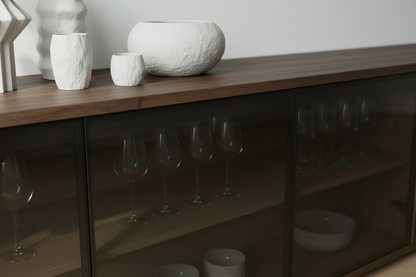 Napoca White Sideboard Glass Detail