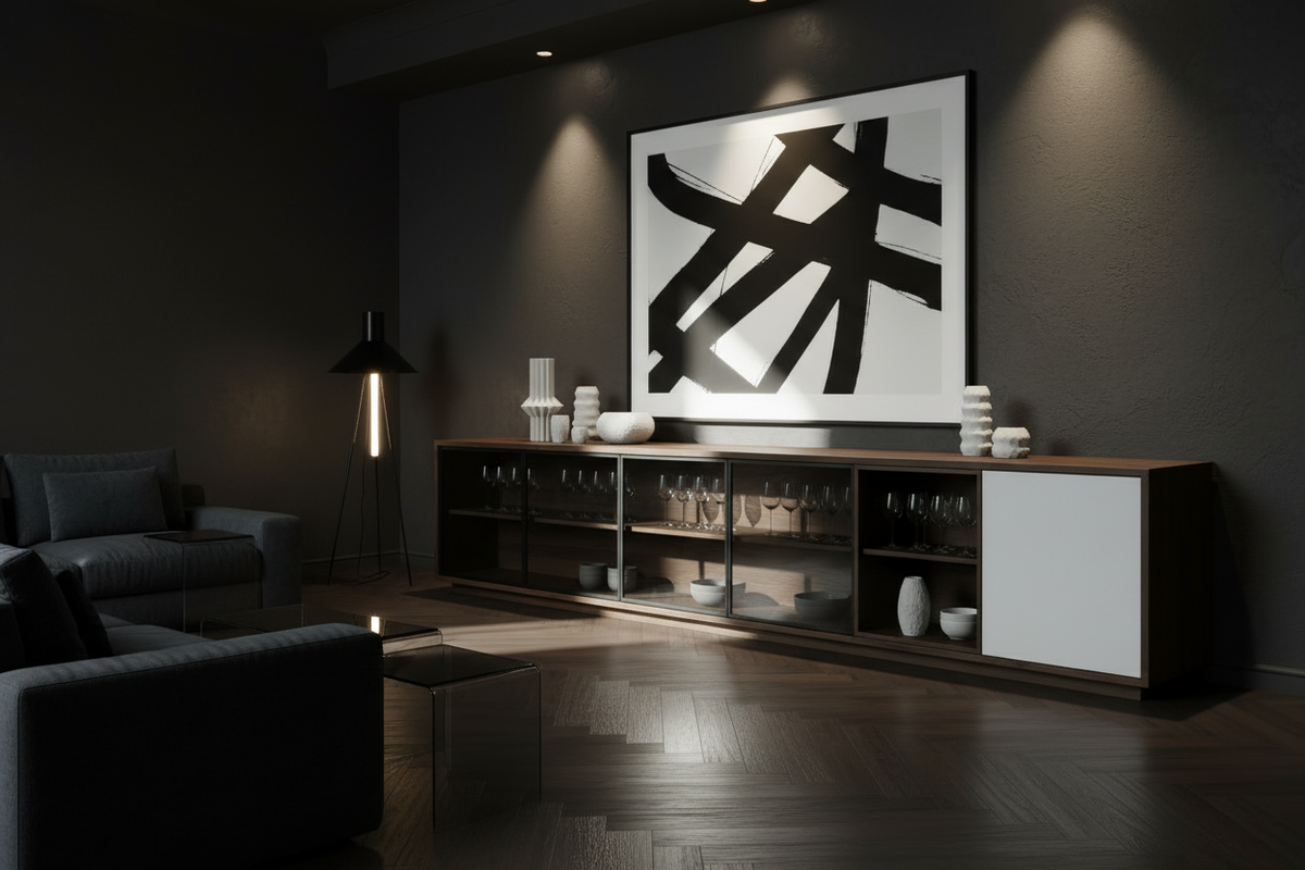 Napoca White Sideboard Lifestyle Dark