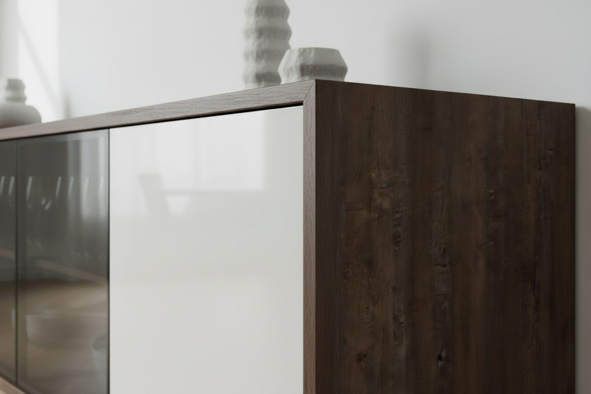 Napoca White Sideboard Material Contrast