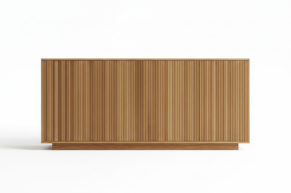 Natural oak sideboard on white background