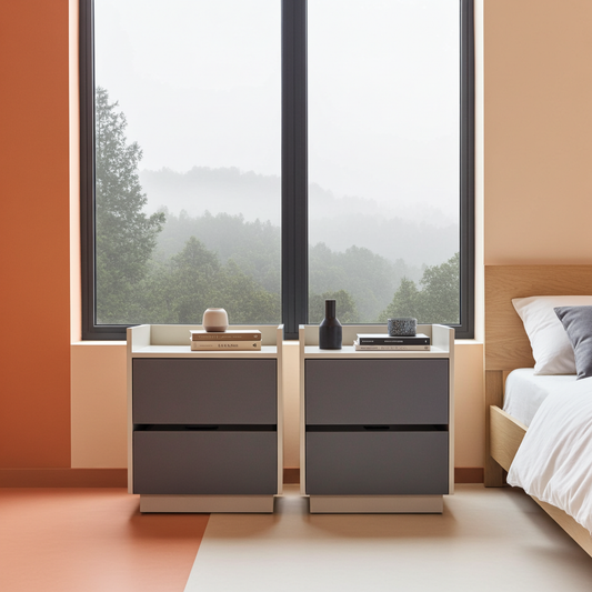 TRENZY Luxury Bedside Pedestal Pair – 2 Drawers, Congo-Muidan
