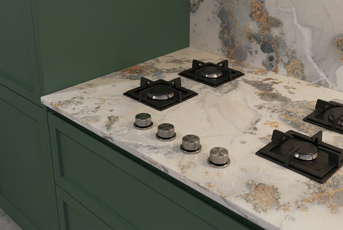 Thunderstorm L-Shape Peninsula Bespoke Kitchen | TRENZY Spaces