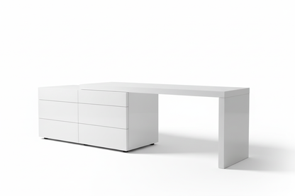 Plain ecommerce image of gloss-white waterfall dresser