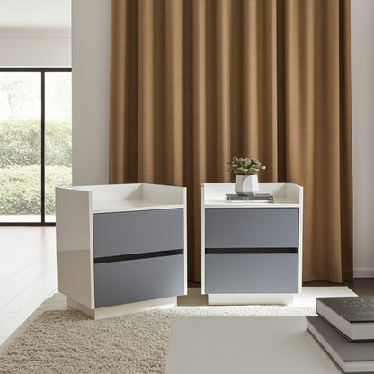 TRENZY Luxury Bedside Pedestal Pair – 2 Drawers, Congo-Muidan