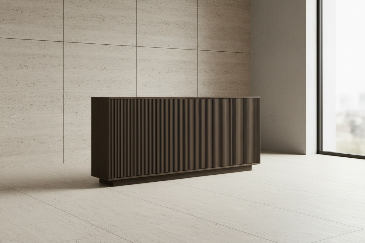 Stone smoked oak sideboard lifestyle