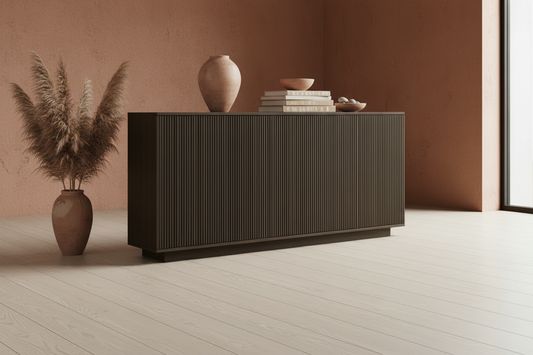 Terracotta smoked oak sideboard lifestyle