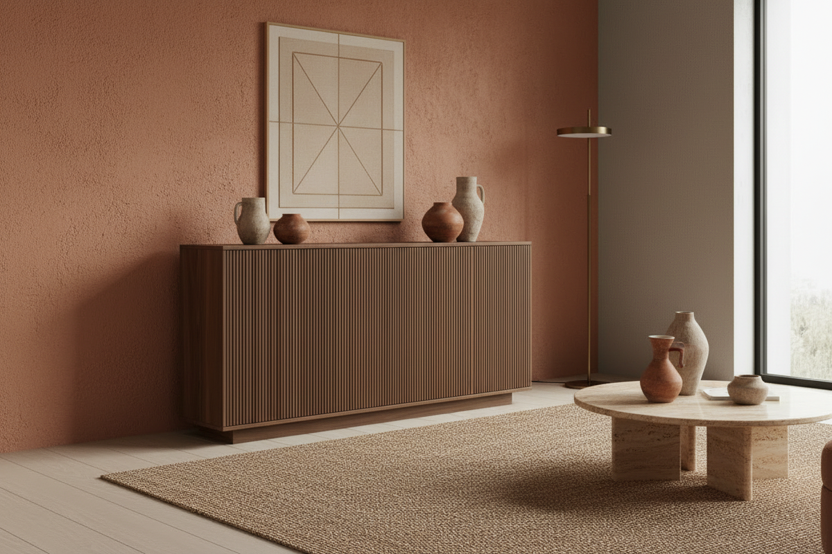 Terracotta walnut sideboard lifestyle