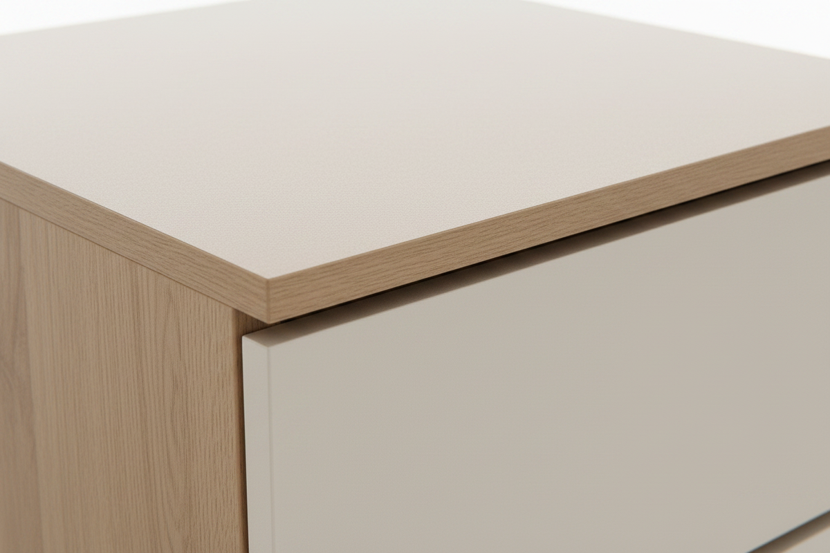 TRENZY Bedside Pedestal II – Muidan & Kalstard Oak Bedside Pedestal - shown in context
