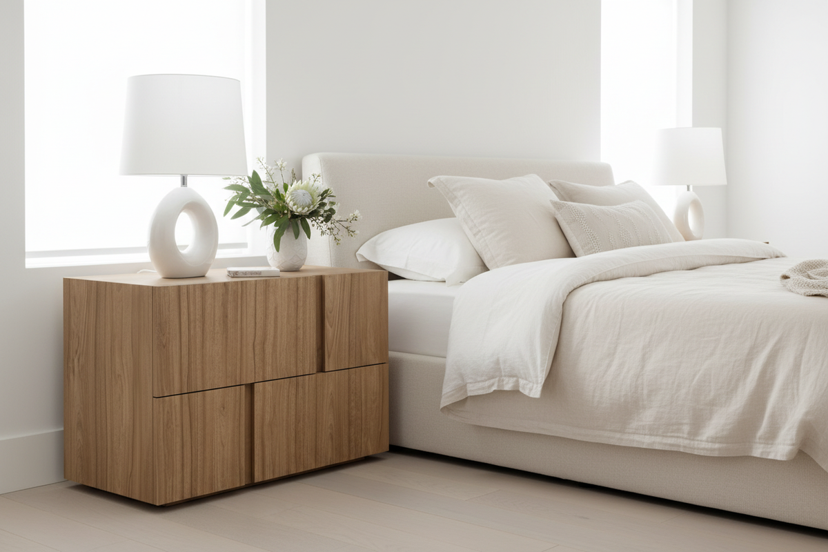 TRENZY Bedside Pedestal Pair with Drawers – Treviso Oak Veneer Bedside Pedestal - view 8