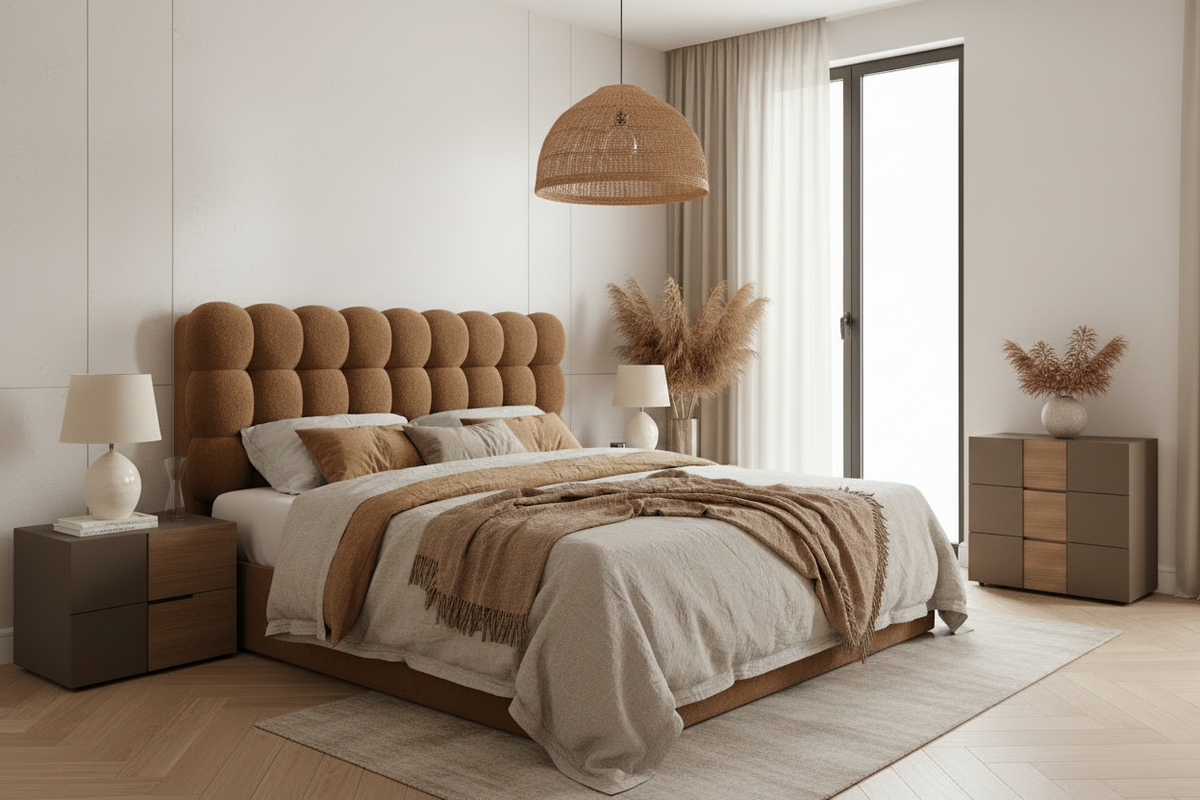 TRENZY Bedside Pedestal with 2 Drawers — Muidan & Kalstard Oak Bedside Pedestal - angle view