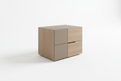 TRENZY Bedside Pedestal with 2 Drawers — Muidan & Kalstard Oak Bedside Pedestal - front view
