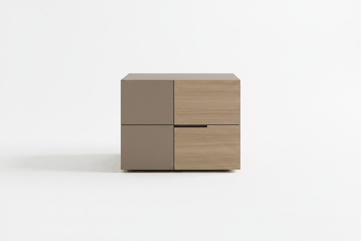 TRENZY Bedside Pedestal with 2 Drawers — Muidan & Kalstard Oak Bedside Pedestal - installed