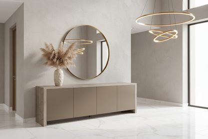 TRENZY BLOCK 4-Door Sideboard — Wide Buffet Cabinet Sideboard - angle view