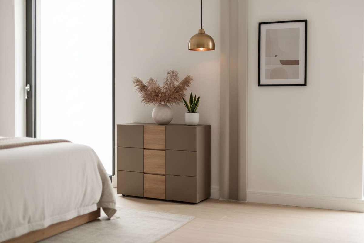 TRENZY BLOCK 9-Drawer Wide Chest of Drawers Chest of Drawers - angle view