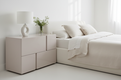 TRENZY Block Bedside Pedestal Pair – Bellavista Gloss Bedside Pedestal - angle view