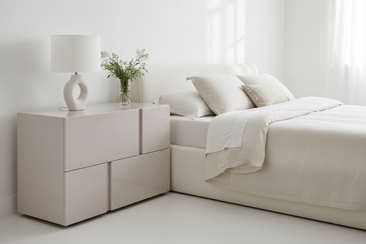 TRENZY Block Bedside Pedestal Pair – Bellavista Gloss Bedside Pedestal - angle view