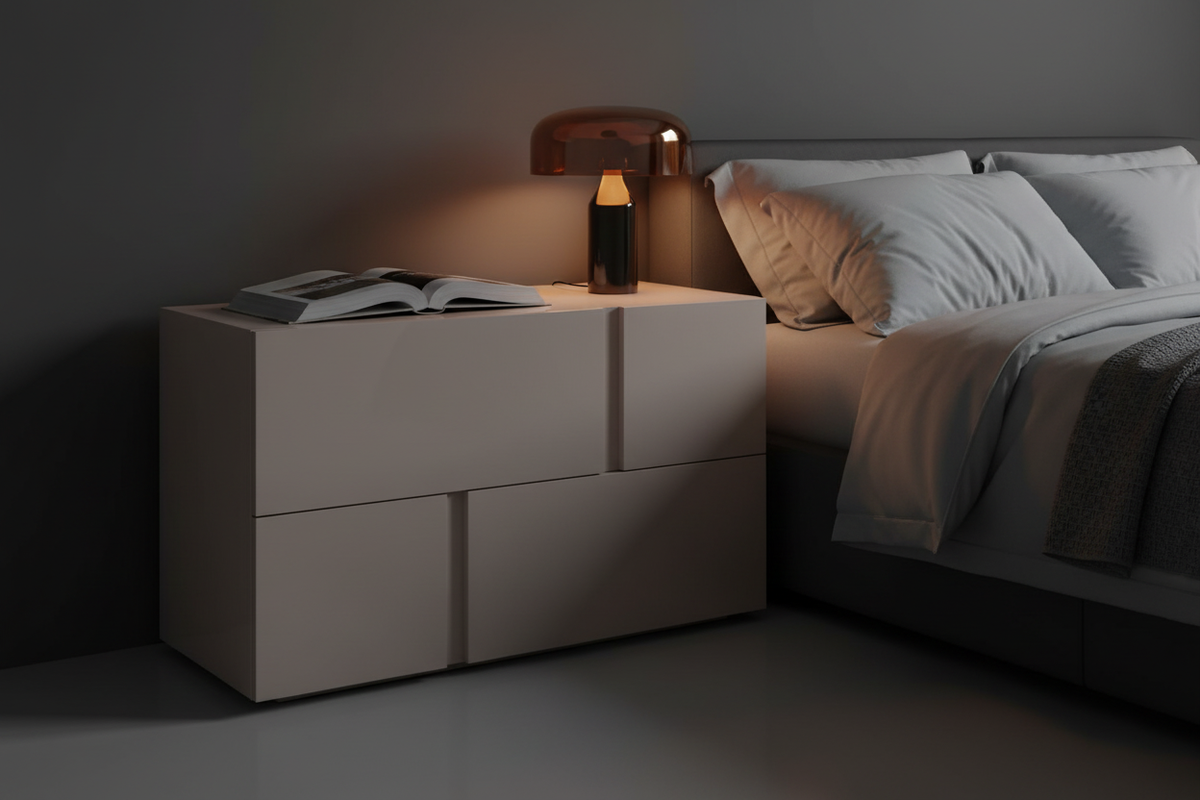 TRENZY Block Bedside Pedestal Pair – Bellavista Gloss Bedside Pedestal - close-up detail