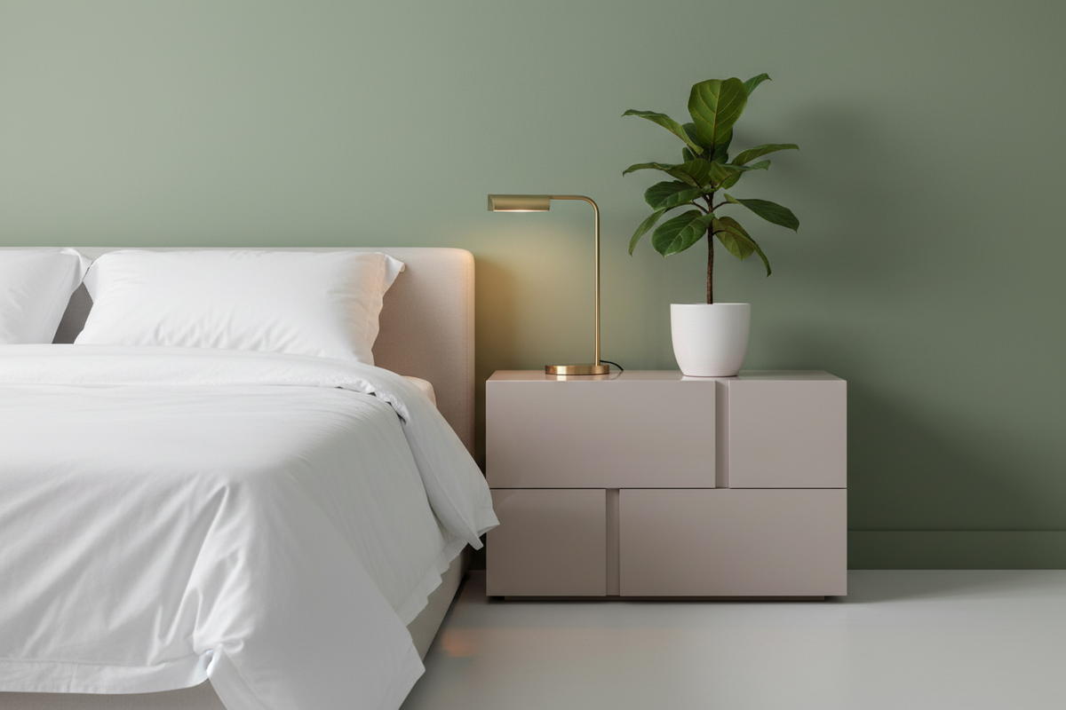 TRENZY Block Bedside Pedestal Pair – Bellavista Gloss Bedside Pedestal - shown in context