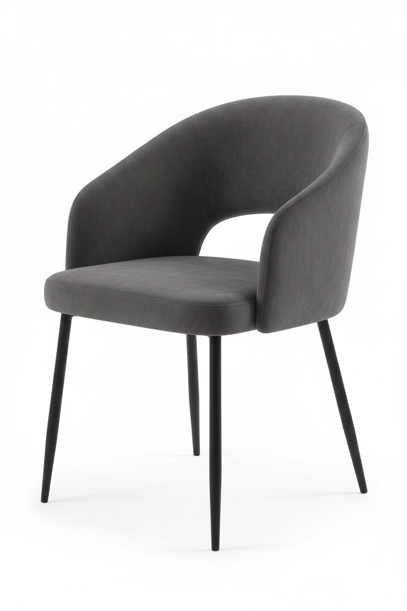TRENZY BLOCK Charcoal Velvet Dining Chair Dining Chair - angle view