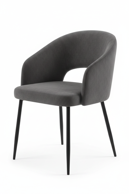 TRENZY BLOCK Charcoal Velvet Dining Chair Dining Chair - angle view