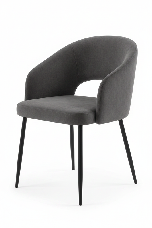 TRENZY BLOCK Charcoal Velvet Dining Chair Dining Chair - angle view