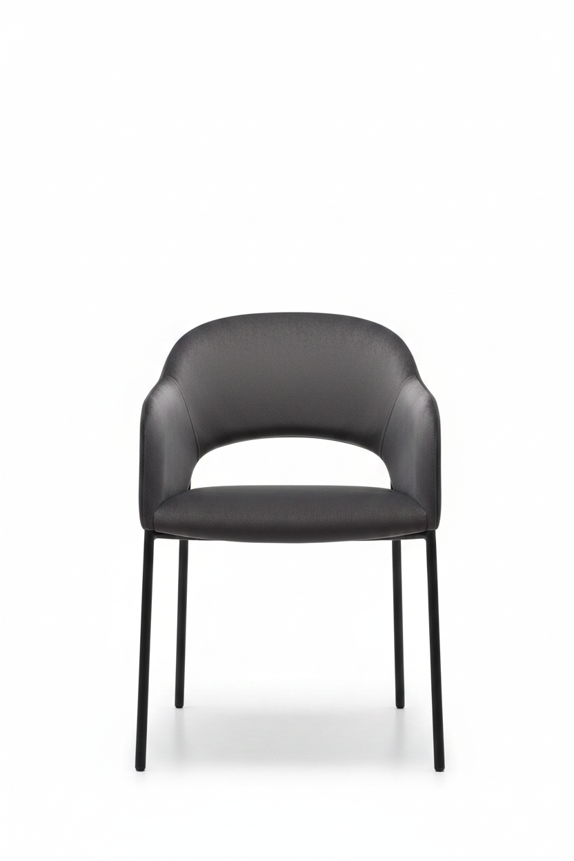 TRENZY BLOCK Charcoal Velvet Dining Chair Dining Chair - front view