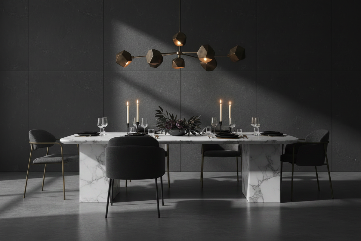 TRENZY BLOCK Charcoal Velvet Dining Chair Dining Chair - installed