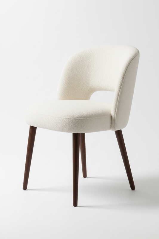 TRENZY BLOCK Cream Boucle Dining Chair Dining Chair - angle view