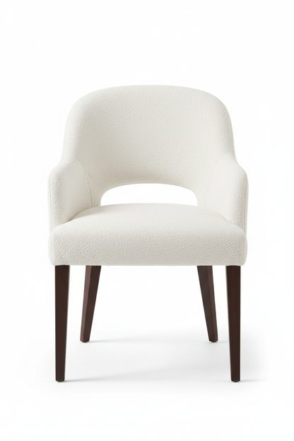 TRENZY BLOCK Cream Boucle Dining Chair Dining Chair - front view