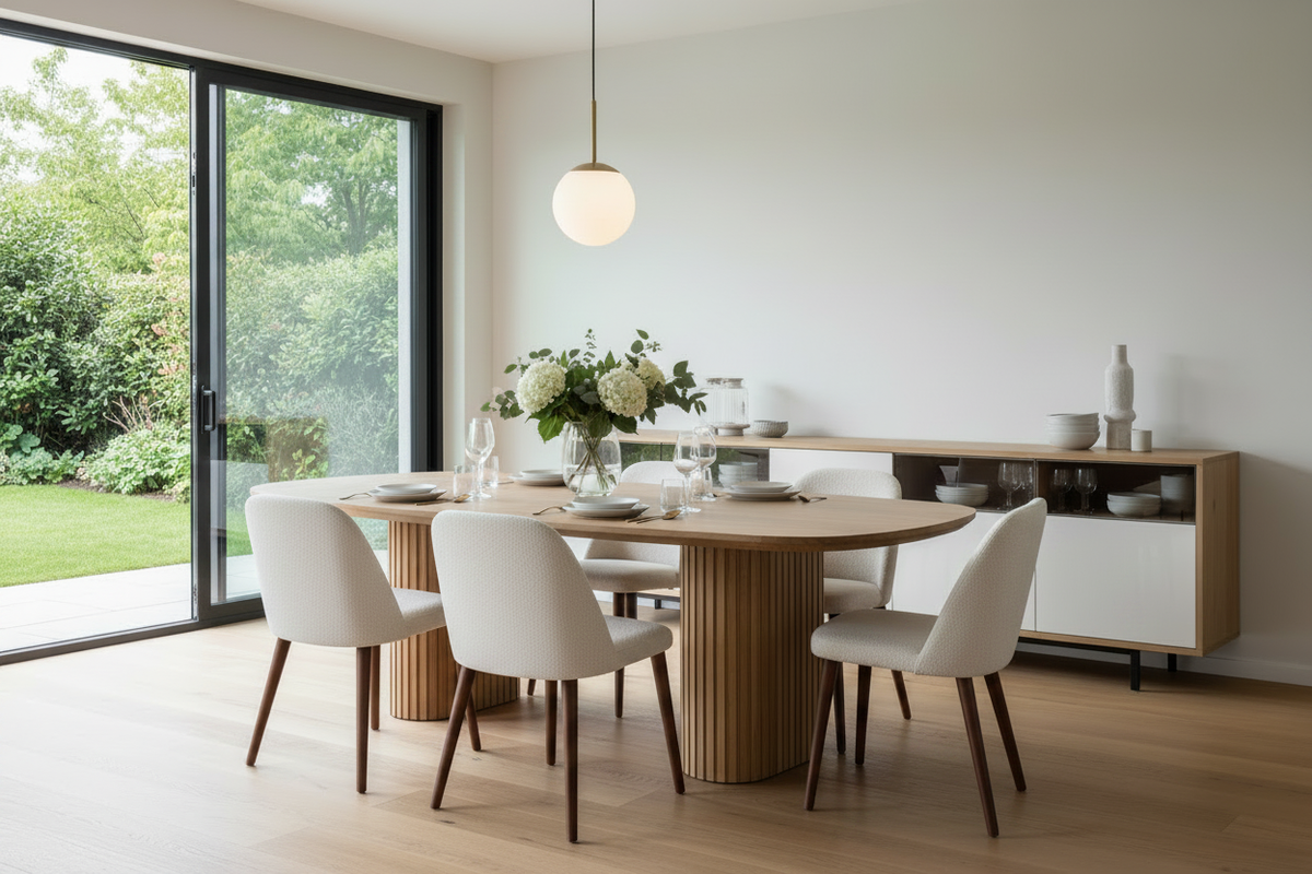 TRENZY BLOCK Cream Boucle Dining Chair Dining Chair - shown in context