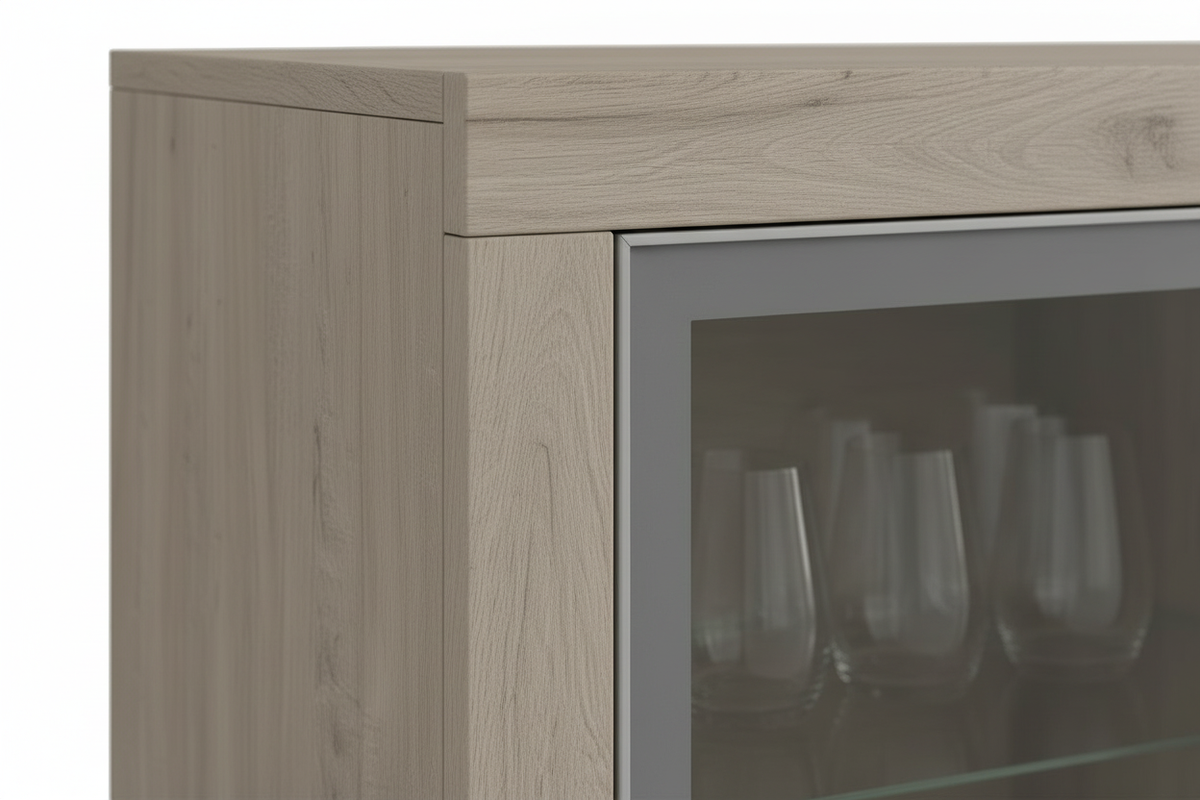 TRENZY BLOCK Display Sideboard — Glass Door China Cabinet Sideboard - close-up detail