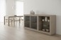 TRENZY BLOCK Display Sideboard — Glass Door China Cabinet Sideboard - front view