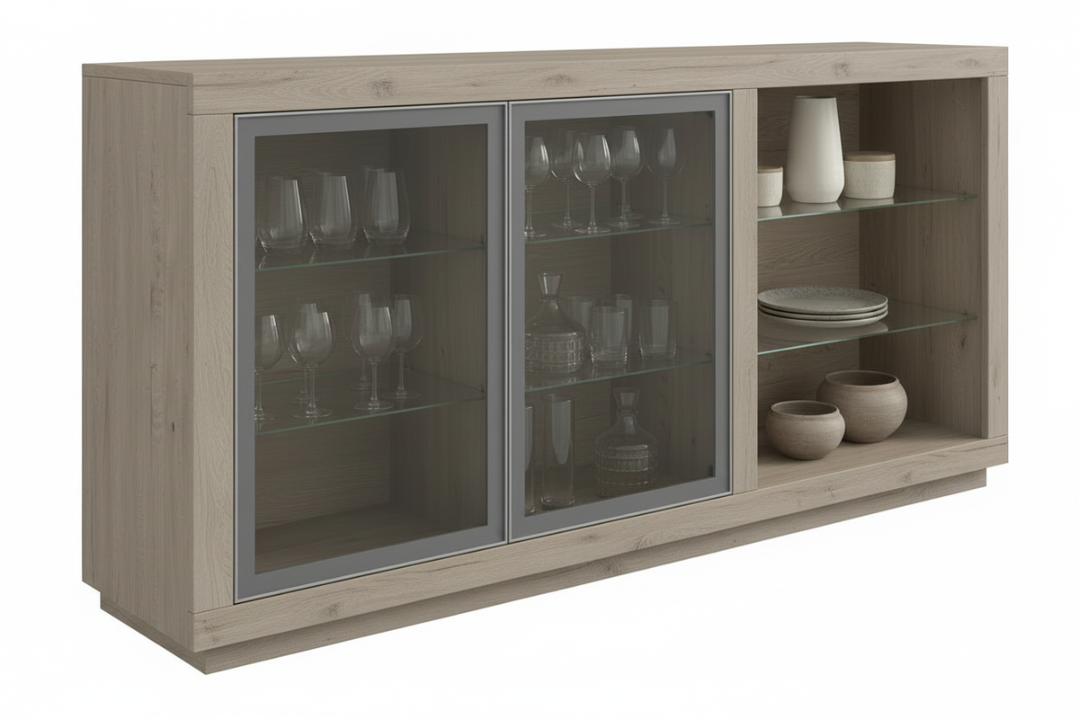 TRENZY BLOCK Display Sideboard — Glass Door China Cabinet Sideboard - view 7