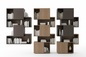 TRENZY BLOCK Modular Shelf Unit — Dark Espresso + Oak Shelving - front view