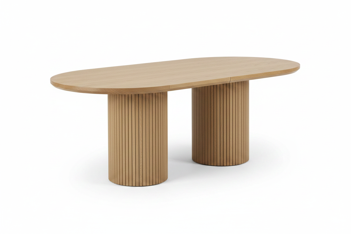 TRENZY BLOCK Oval Fluted Dining Table — 6 Seater Dining Table - installed