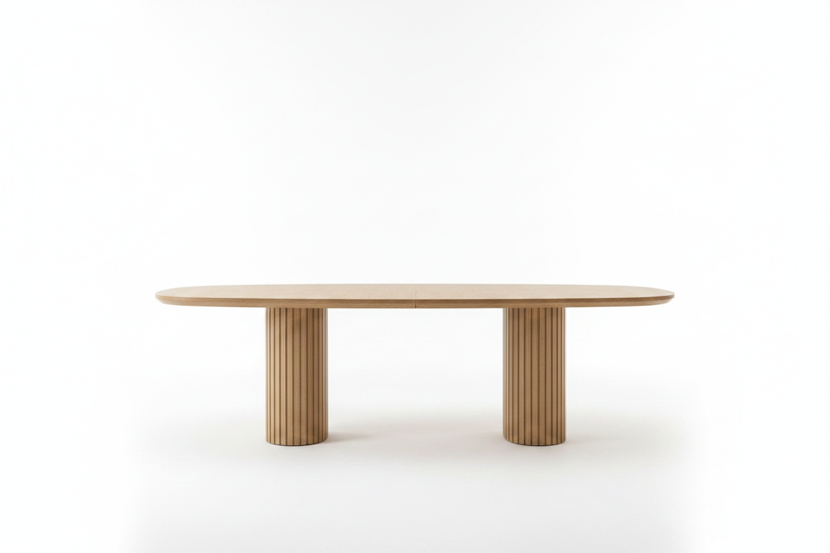 TRENZY BLOCK Oval Fluted Dining Table — 6 Seater Dining Table - shown in context