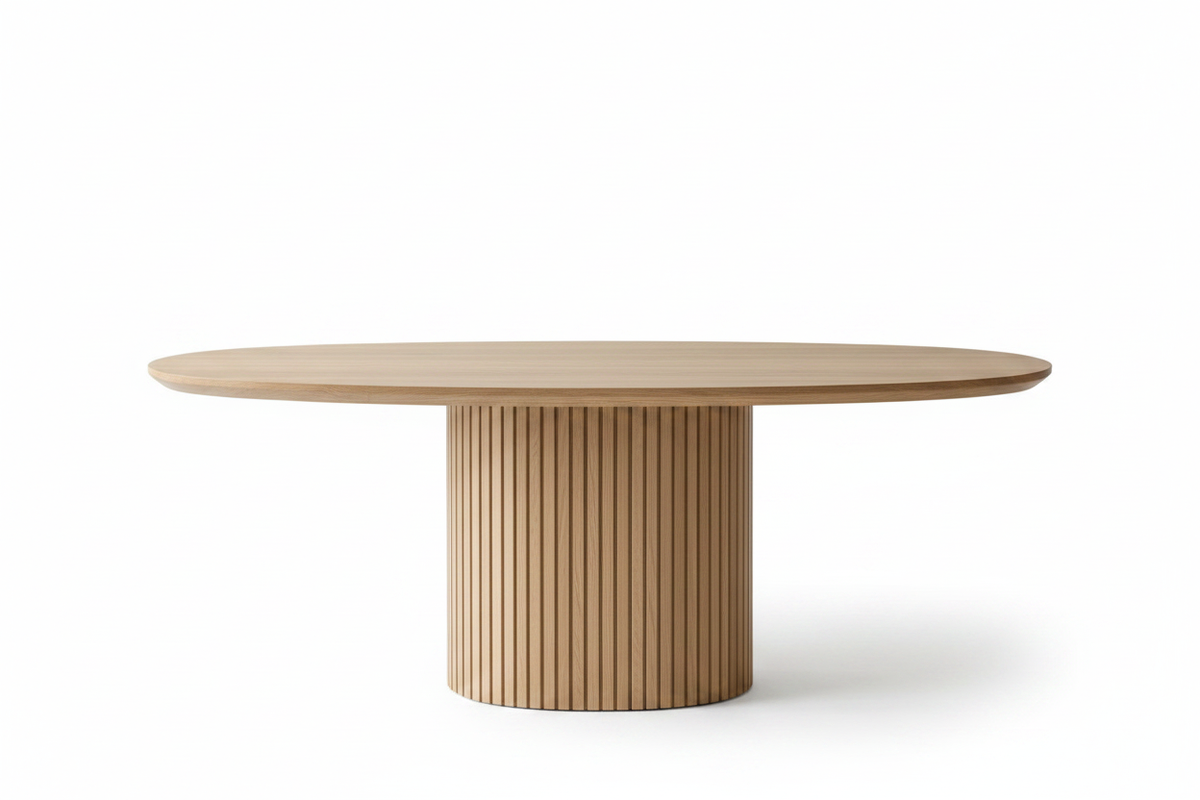 TRENZY BLOCK Oval Fluted Dining Table — 6 Seater Dining Table - view 7