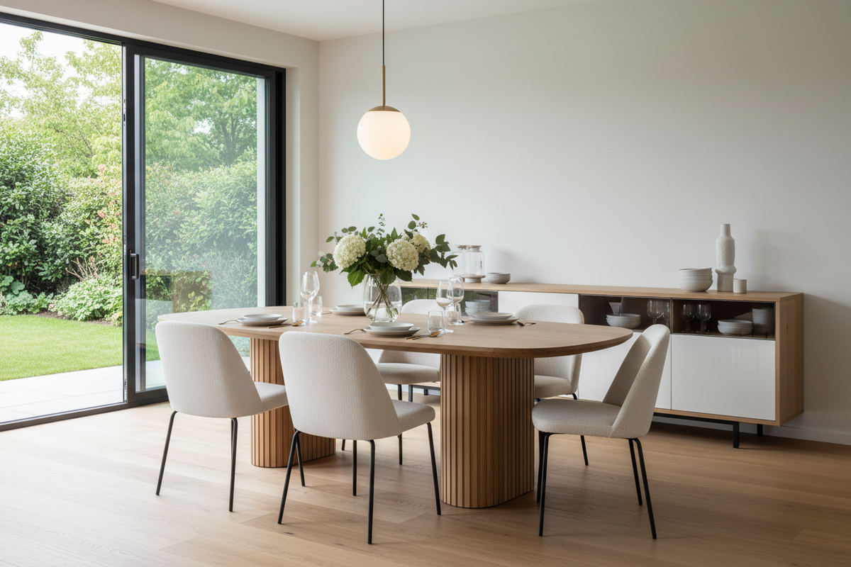 TRENZY BLOCK Oval Fluted Dining Table — 6 Seater Dining Table - view 8