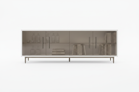 TRENZY DYNAMIQ Glass Credenza | White Gloss & Bronze Glass - Credenza by Trenzy Spaces - view 1