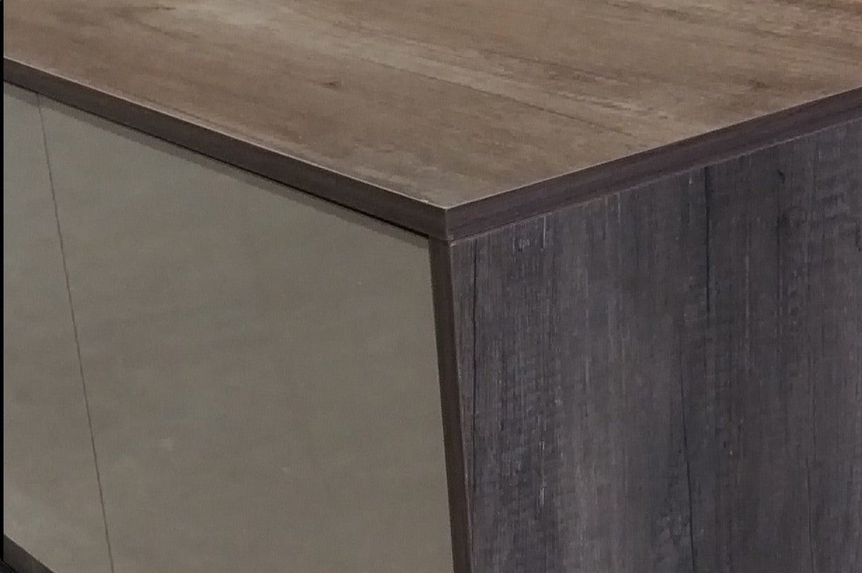 TRENZY Spaces Lux Congo-Oak TV stand featuring a sleek wood grain finish and modern minimalist design